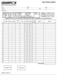 Image of Field Work Order Form (10 pads per pack)