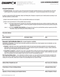 Image of Lead Acknowledgment Form (500 per pack)