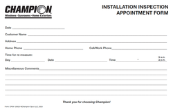 Image of Installation Inspection Appointment Form (500 per pack)