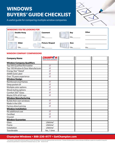 Buyers Checklist - Windows (50 per pack) image thumbnail