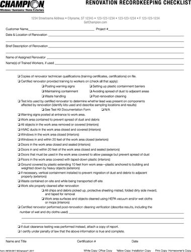 Renovator Checklist (500 per pack) image thumbnail