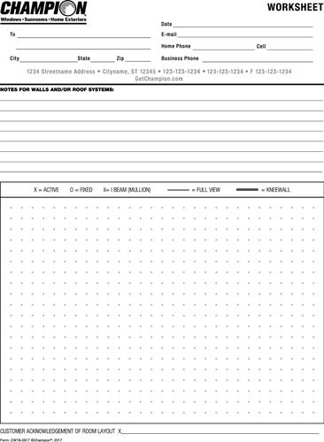 Sunroom Worksheet (500 per pack) image thumbnail