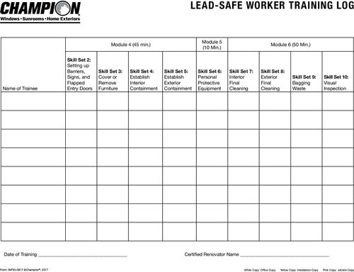 LeadSafe Worker Training Log (500 per pack) image thumbnail