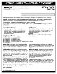 Image of Storm Door Warranty (500 per pack)