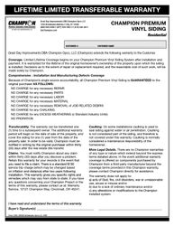 Image of Premium Vinyl Siding Warranty (500 per pack)