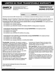 Image of TimberStack Warranty (500 per pack)