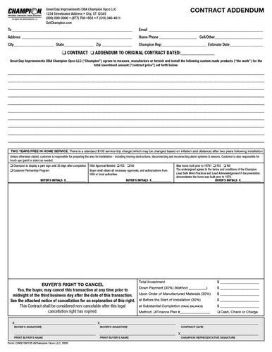 Contract Addendum (100 per pack)  image thumbnail