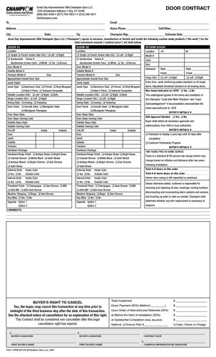 Door Contract PACKET 100 per pack image thumbnail