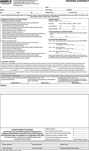 Roofing Contract PACKET 100 per pack image thumbnail