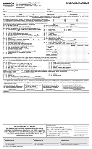 Sunroom Contract PACKET 100 per pack image thumbnail