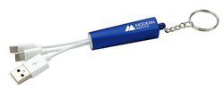 Image of 3-in-1 Light Up Charging Cable with Keychain (Blue)
