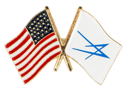 Image of Lockheed Martin Flag and American Flag Lapel Pin