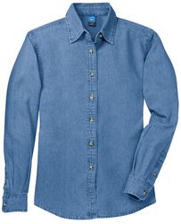 Image of Ladies Long Sleeve Denim Shirt