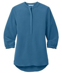 Image of Port Authority® Ladies 3/4-Sleeve Textured Crepe Tunic