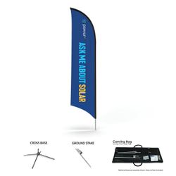 Image of Powur Ask Me Dark 14ft Feathered Angle Flag w/Ground Stake