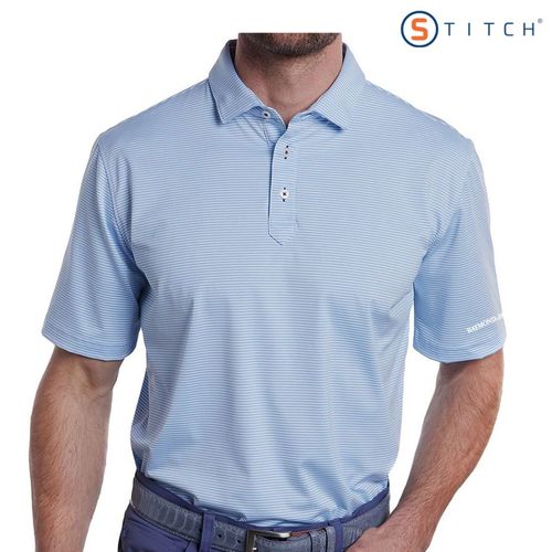 STITCH Atlantic Stripe Polo - Men's Bluebell image thumbnail