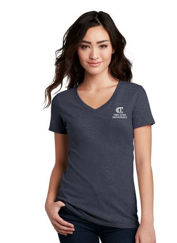 District Women's Perfect Blend Navy V-Neck Tee image thumbnail