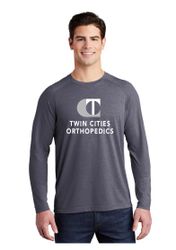 Image of Unisex Long Sleeve Tri-Blend Wicking Raglan Tee 