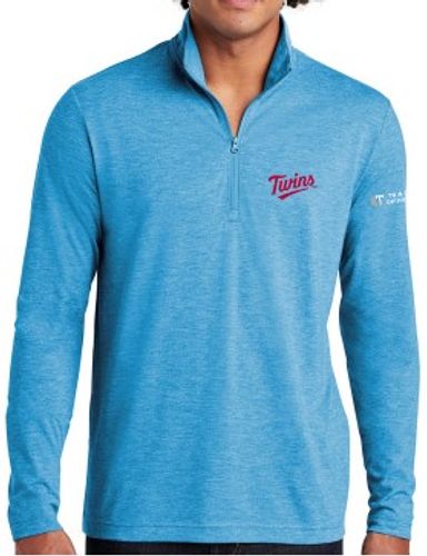 Adult Tri-Blend Wicking 1/4 Zip Pullover - Blue image thumbnail