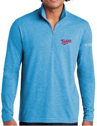 Image of Adult Tri-Blend Wicking 1/4 Zip Pullover - Blue