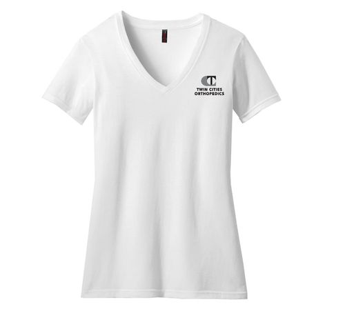 District Women's Perfect Blend White V-Neck Tee  image thumbnail
