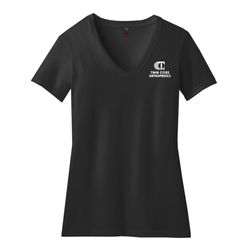 Image of District Women's Perfect Blend Black V-Neck Tee