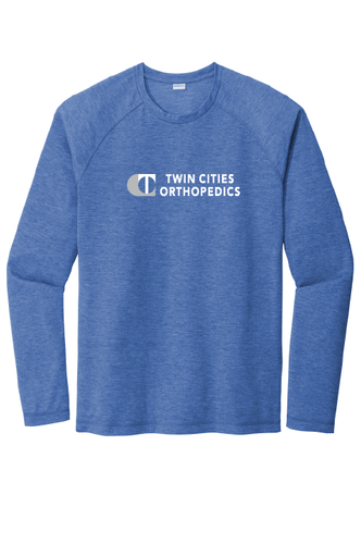 Unisex Long Sleeve Tri-Blend Wicking Raglan Tee  - Royal Heather image thumbnail