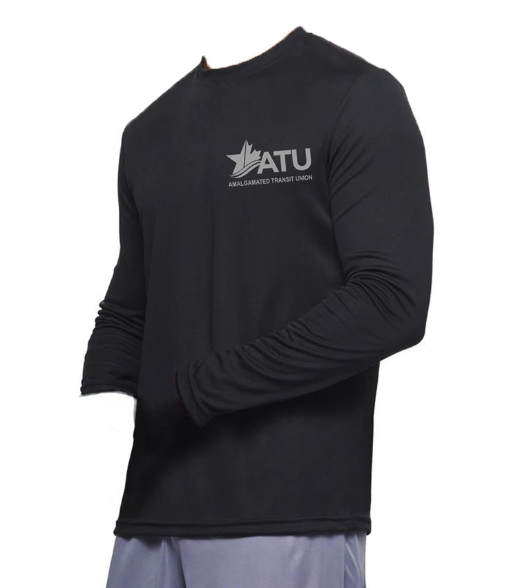Image of Black DriMax™ Crewneck Long Sleeve Tee - ATU Logo