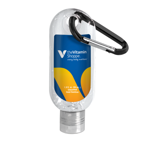 1.9 oz. Clear Sanitizer in Clear Bottle with Carabiner image thumbnail