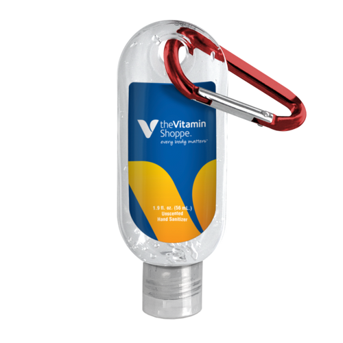 1.9 oz. Clear Sanitizer in Clear Bottle with Carabiner image thumbnail