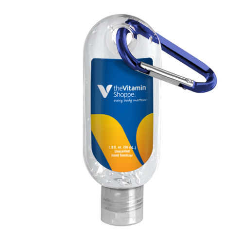 1.9 oz. Clear Sanitizer in Clear Bottle with Carabiner image thumbnail