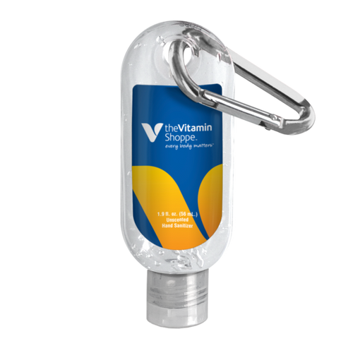 1.9 oz. Clear Sanitizer in Clear Bottle with Carabiner image thumbnail