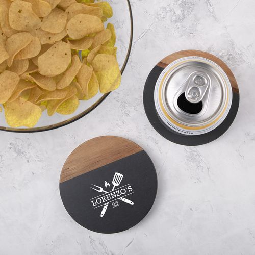 Nightfall 2 Pc. Slate & Acacia Wood Coaster Set image thumbnail