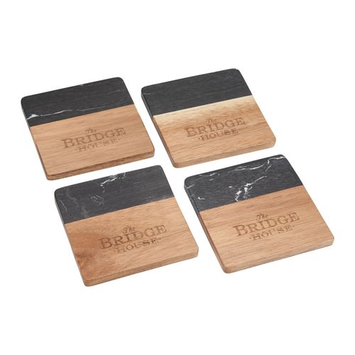 Black Marble and Wood Coaster Set image thumbnail