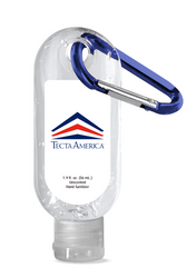 Image of 1.9 oz. Clear Sanitizer in Clear Bottle with Carabiner