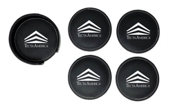Image of Benson Bonded Leather Coasters: 4 piece Set in Holder