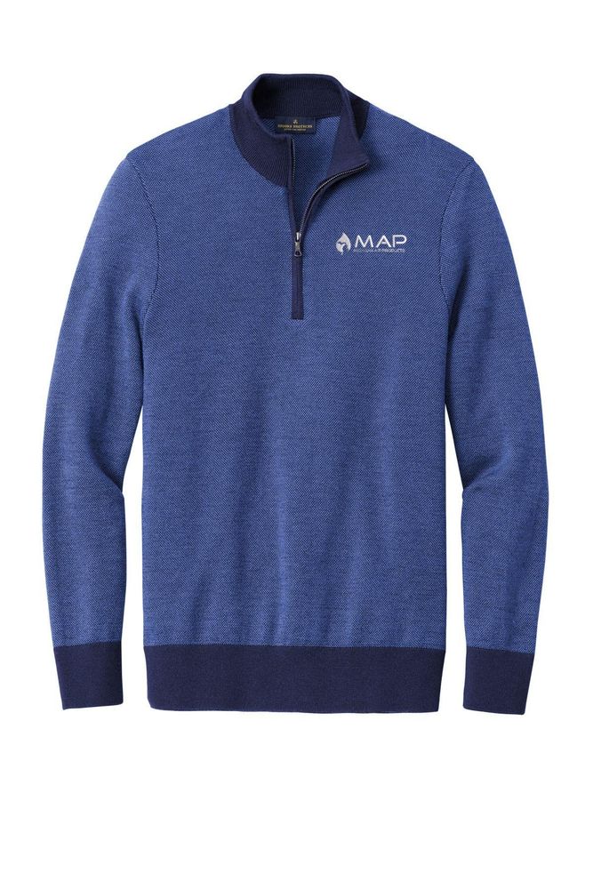 Brooks Brothers Washable Merino Birdseye 1/4-Zip Sweater BB18412 primary image