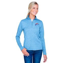 Image of UltraClub Ladies Cool & Dry Heathered Performance Quarter Zip