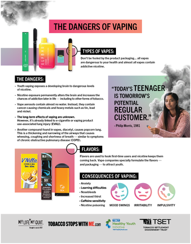 TSWM- Dangers of Youth Vaping Handout - 8.5” x 11” (Limit 30) image thumbnail