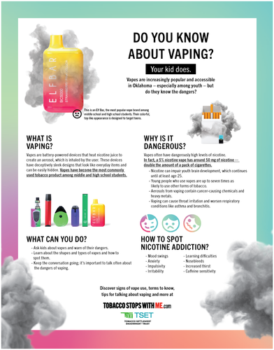 TSWM- Dangers of Youth Vaping Handout for Adults - 8.5” x 11” (Limit 10) image thumbnail