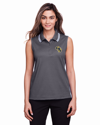 Ladies' CrownLux Performance Plaited Tipped Sleeveless Polo image thumbnail
