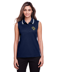 Image of Ladies' CrownLux Performance Plaited Tipped Sleeveless Polo