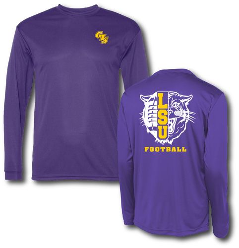 LSU Football Port & Company Long Sleeve Performance Blend Tee. PC381LS image thumbnail