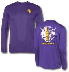 Image of LSU Football Port & Company Long Sleeve Performance Blend Tee. PC381LS