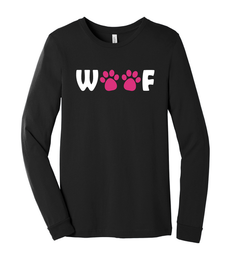 Woof Bella + Canvas Unisex Long Sleeve T-Shirt (Black) image thumbnail