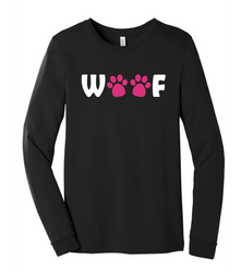 Image of Woof Bella + Canvas Unisex Long Sleeve T-Shirt (Black)