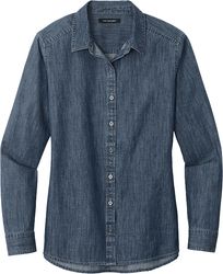 Image of Ladies Long Sleeve Denim Shirt (D)