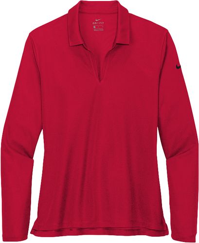 Ladies Nike Dri-Fit Micro Pique Long Sleeve Polo (RED) image thumbnail