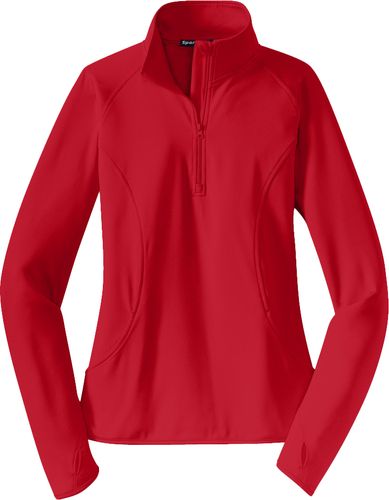 Ladies Sport Wick Stretch 1/2 Zip Pullover (RED) image thumbnail