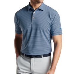 Image of Peter Millar Men's Navy/Cottage Blue Hales Stripe Polo